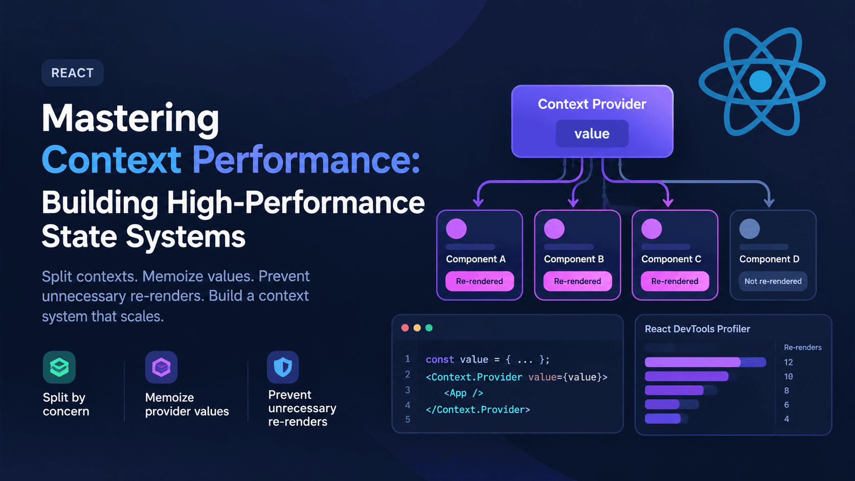 React Context Performance: Split Contexts & Stop Unnecessary Re-renders